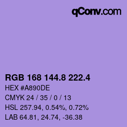 カラーコード: RGB 168 144.8 222.4 | qconv.com