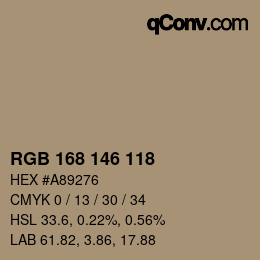 Farbcode: RGB 168 146 118 | qconv.com