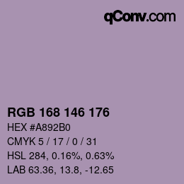 Farbcode: RGB 168 146 176 | qconv.com