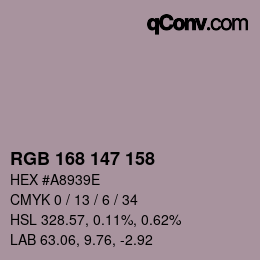 Color code: RGB 168 147 158 | qconv.com