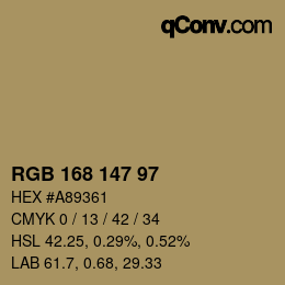 Farbcode: RGB 168 147 97 | qconv.com