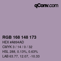 Color code: RGB 168 148 173 | qconv.com