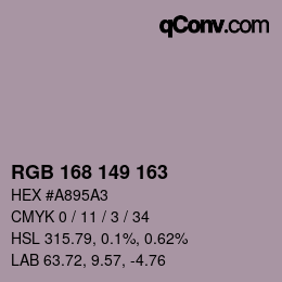 Código de color: RGB 168 149 163 | qconv.com