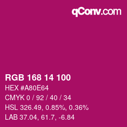 Color code: RGB 168 14 100 | qconv.com