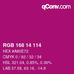 Color code: RGB 168 14 114 | qconv.com