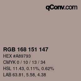 Color code: RGB 168 151 147 | qconv.com