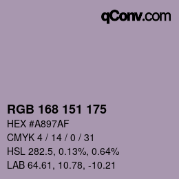 Color code: RGB 168 151 175 | qconv.com