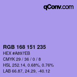 Color code: RGB 168 151 235 | qconv.com
