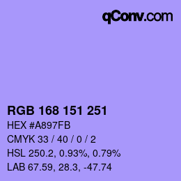 Color code: RGB 168 151 251 | qconv.com