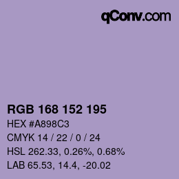 Código de color: RGB 168 152 195 | qconv.com