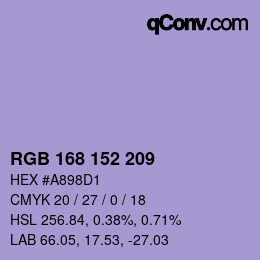 Color code: RGB 168 152 209 | qconv.com