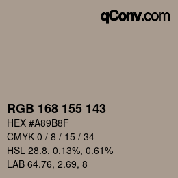 Farbcode: RGB 168 155 143 | qconv.com