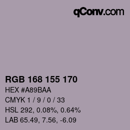 Color code: RGB 168 155 170 | qconv.com