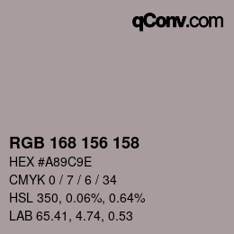 Código de color: RGB 168 156 158 | qconv.com