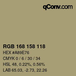Farbcode: RGB 168 158 118 | qconv.com