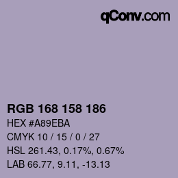 Color code: RGB 168 158 186 | qconv.com