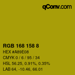 カラーコード: RGB 168 158 8 | qconv.com
