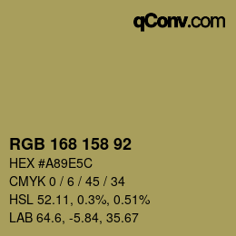 カラーコード: RGB 168 158 92 | qconv.com