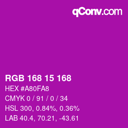 Color code: RGB 168 15 168 | qconv.com