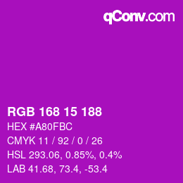 Color code: RGB 168 15 188 | qconv.com