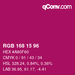 Color code: RGB 168 15 96 | qconv.com