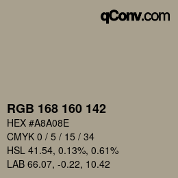 Color code: RGB 168 160 142 | qconv.com
