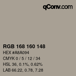 Farbcode: RGB 168 160 148 | qconv.com