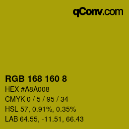 Color code: RGB 168 160 8 | qconv.com