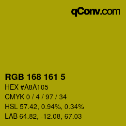 Color code: RGB 168 161 5 | qconv.com