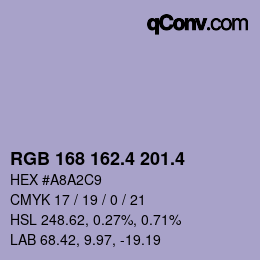 カラーコード: RGB 168 162.4 201.4 | qconv.com