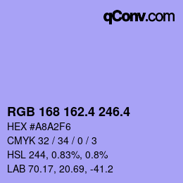 カラーコード: RGB 168 162.4 246.4 | qconv.com