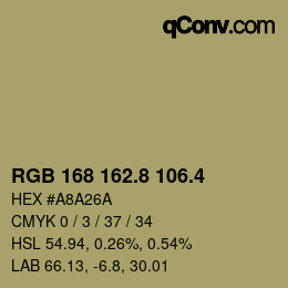 カラーコード: RGB 168 162.8 106.4 | qconv.com