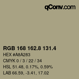カラーコード: RGB 168 162.8 131.4 | qconv.com