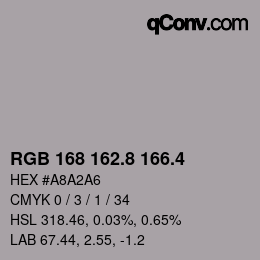 カラーコード: RGB 168 162.8 166.4 | qconv.com