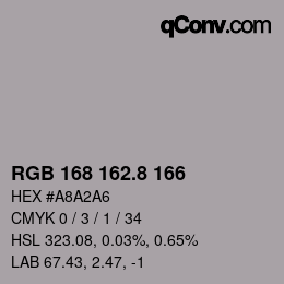 Color code: RGB 168 162.8 166 | qconv.com