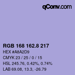 Color code: RGB 168 162.8 217 | qconv.com