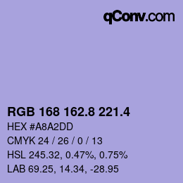 カラーコード: RGB 168 162.8 221.4 | qconv.com