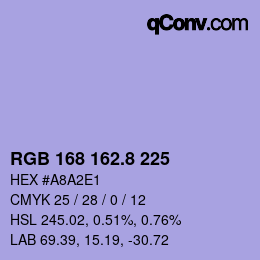 Color code: RGB 168 162.8 225 | qconv.com