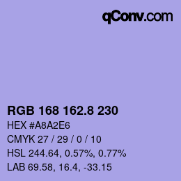 Color code: RGB 168 162.8 230 | qconv.com