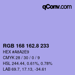 Color code: RGB 168 162.8 233 | qconv.com