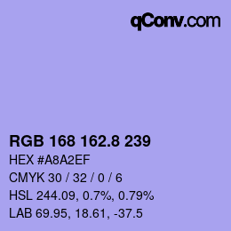 Color code: RGB 168 162.8 239 | qconv.com