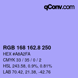 Color code: RGB 168 162.8 250 | qconv.com