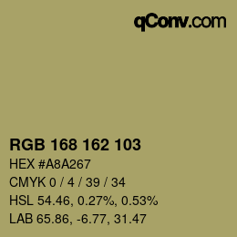 Color code: RGB 168 162 103 | qconv.com