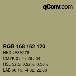 Color code: RGB 168 162 120 | qconv.com