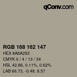 Code couleur: RGB 168 162 147 | qconv.com