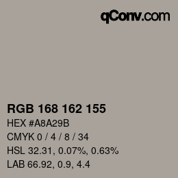 Código de color: RGB 168 162 155 | qconv.com