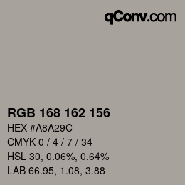 Color code: RGB 168 162 156 | qconv.com