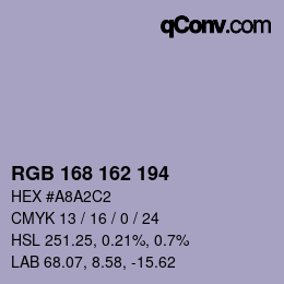 Color code: RGB 168 162 194 | qconv.com