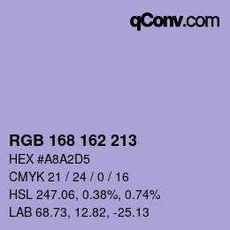カラーコード: RGB 168 162 213 | qconv.com