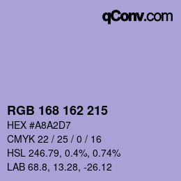カラーコード: RGB 168 162 215 | qconv.com